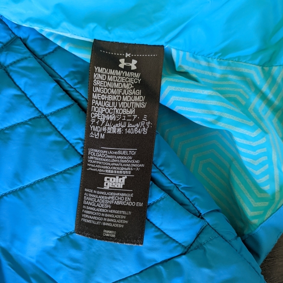 Girls Dual Layer Under Armour Infrared Loose Blue Puffer Down Coats - Picture 6 of 12